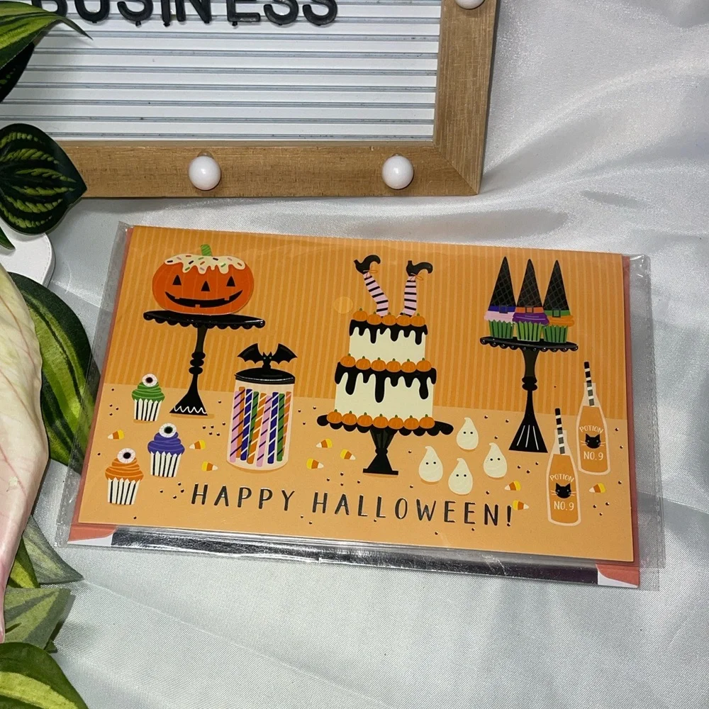 Happy Halloween Greeting Card with Envelope Pembrook Aldi Sealed Cupcakes Cake